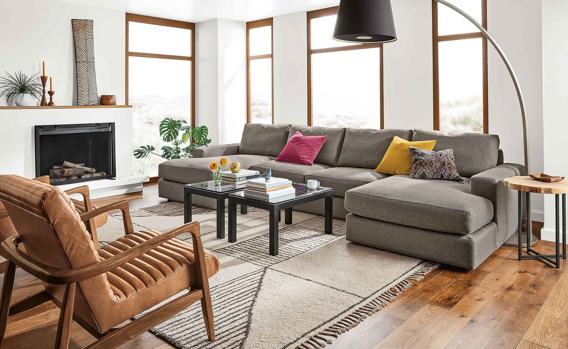 Beckett sofa and Portica cocktail tables